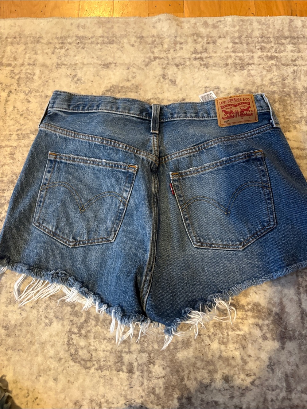 Levi's Women's Medium Blue Denim Frayed Hem Shorts